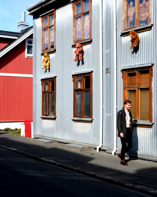 A man walking along the streets of Reykjavík